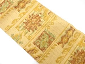 手織り紬更紗模様織出し名古屋帯